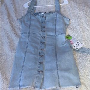Blue jeans overall dress.
